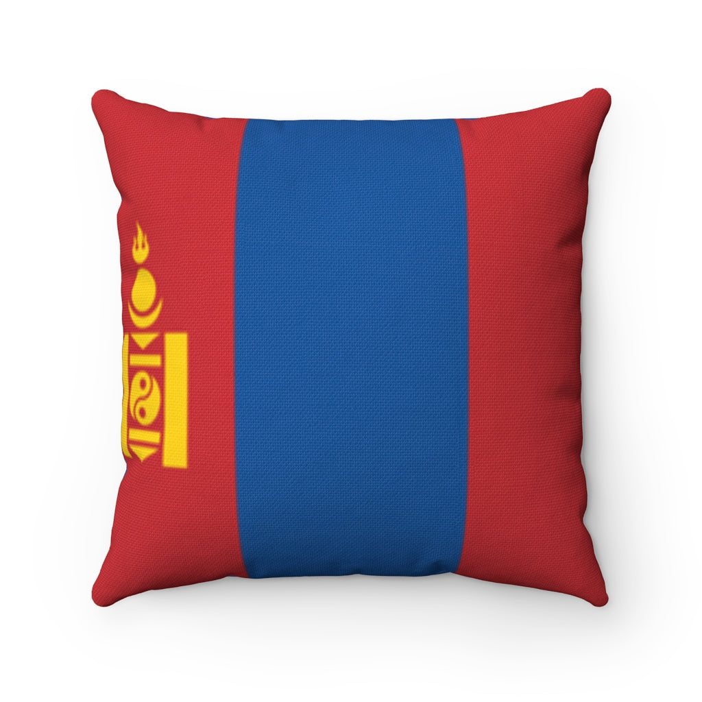 Mongolia flag Spun Polyester Square Pillow