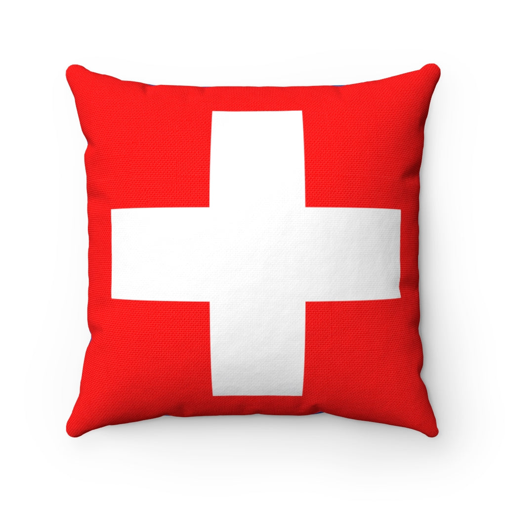 Switzerland flag Spun Polyester Square Pillow