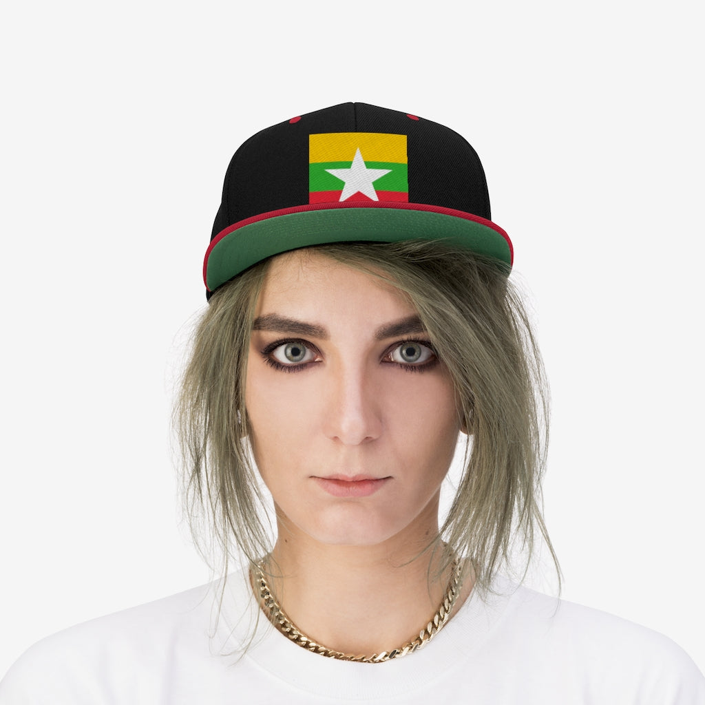 MYANMAR Unisex Flat Bill Hat