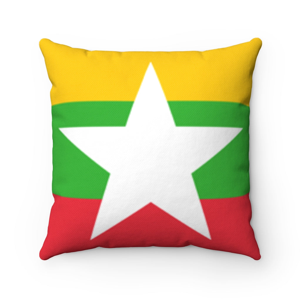 Myanmar flag Spun Polyester Square Pillow