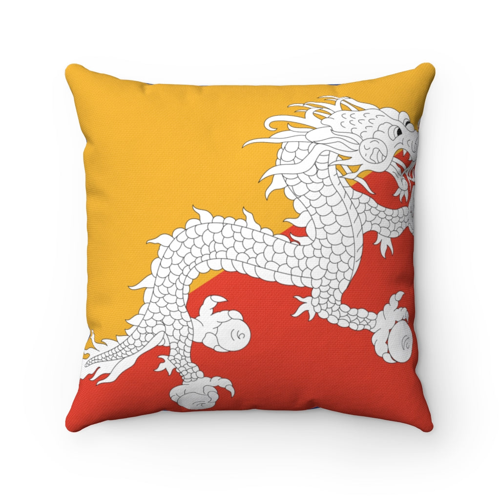 Bhutan flag Spun Polyester Square Pillow