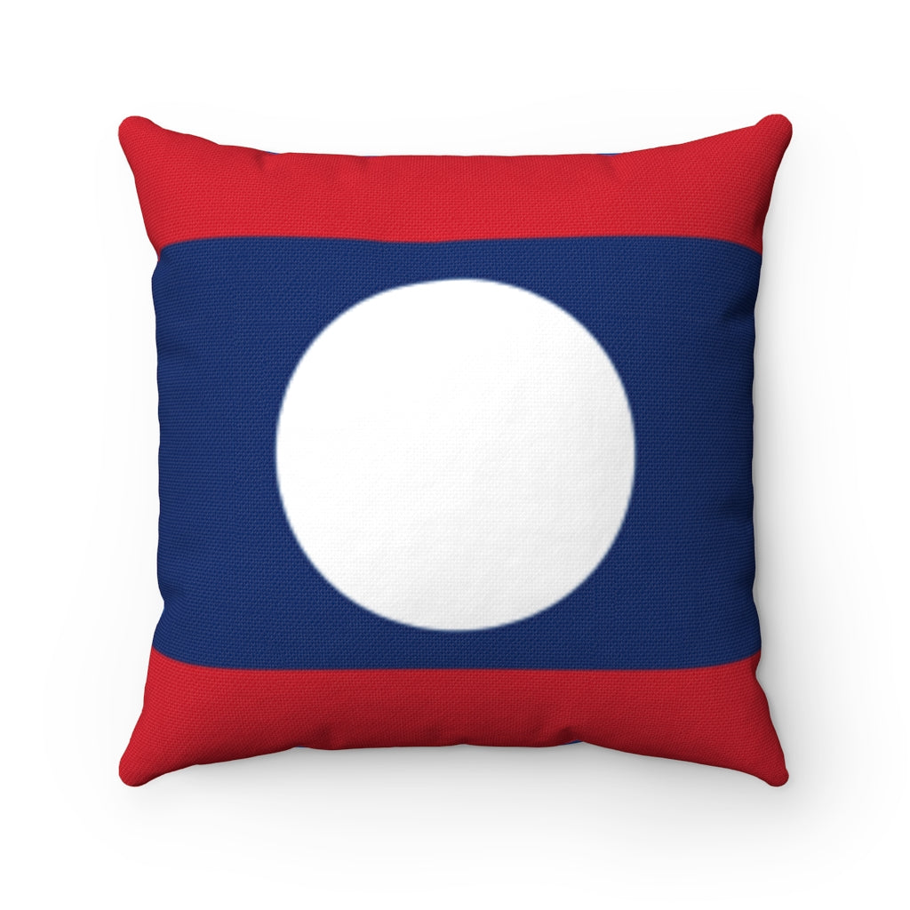 Laos flag Spun Polyester Square Pillow