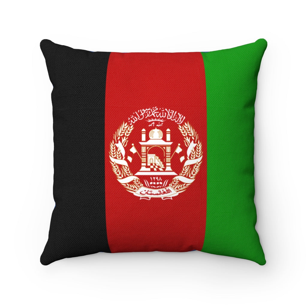 Afghanistan flag Spun Polyester Square Pillow