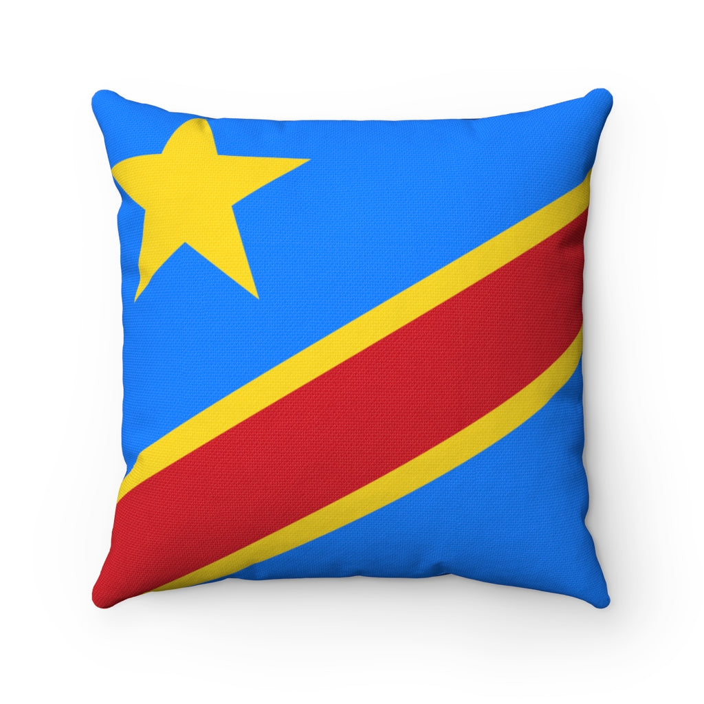 Congo Democratic Republic flag Spun Polyester Square Pillow