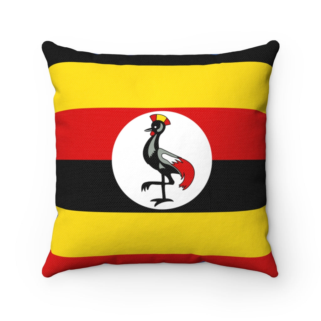 Uganda flag Spun Polyester Square Pillow