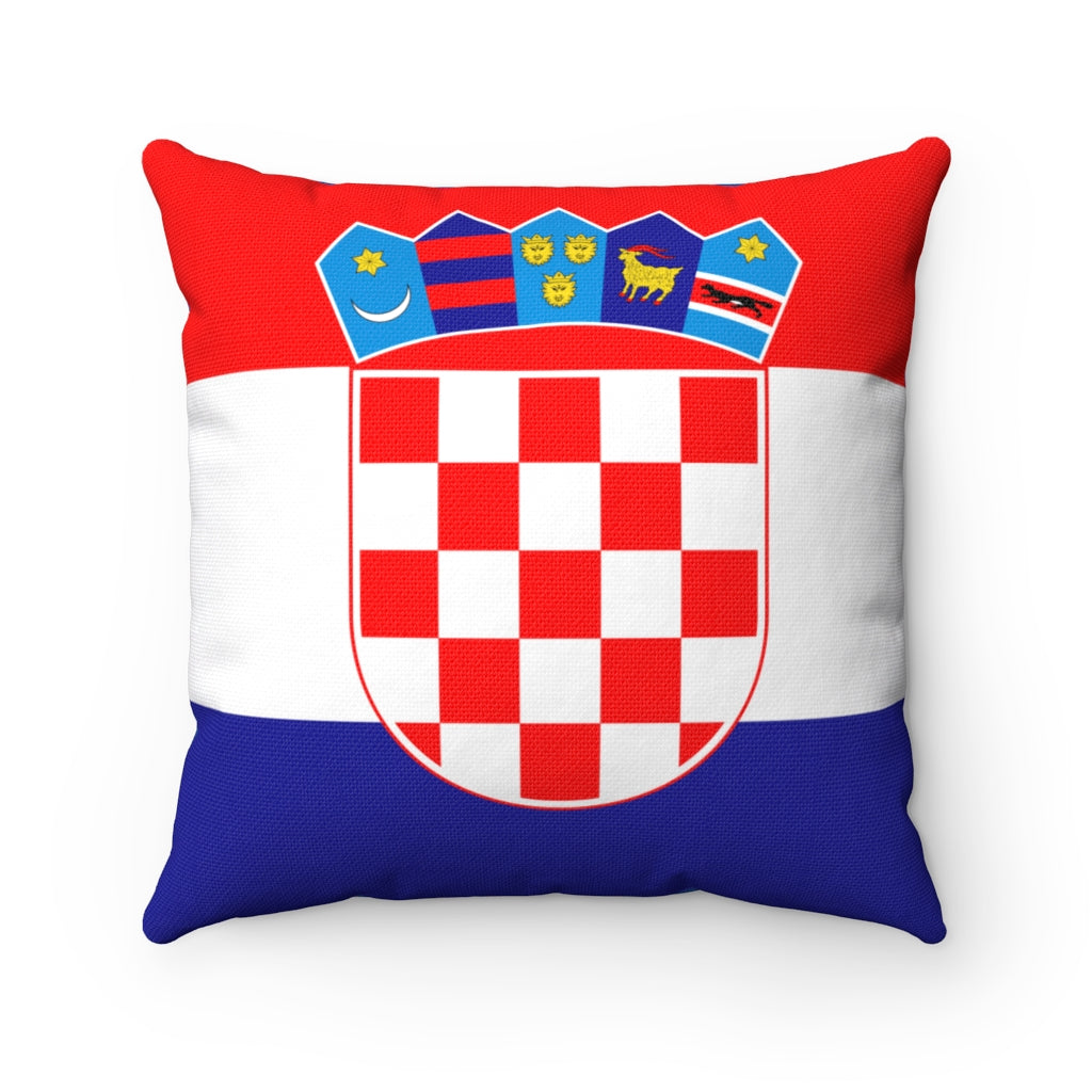 Crotia flag Spun Polyester Square Pillow