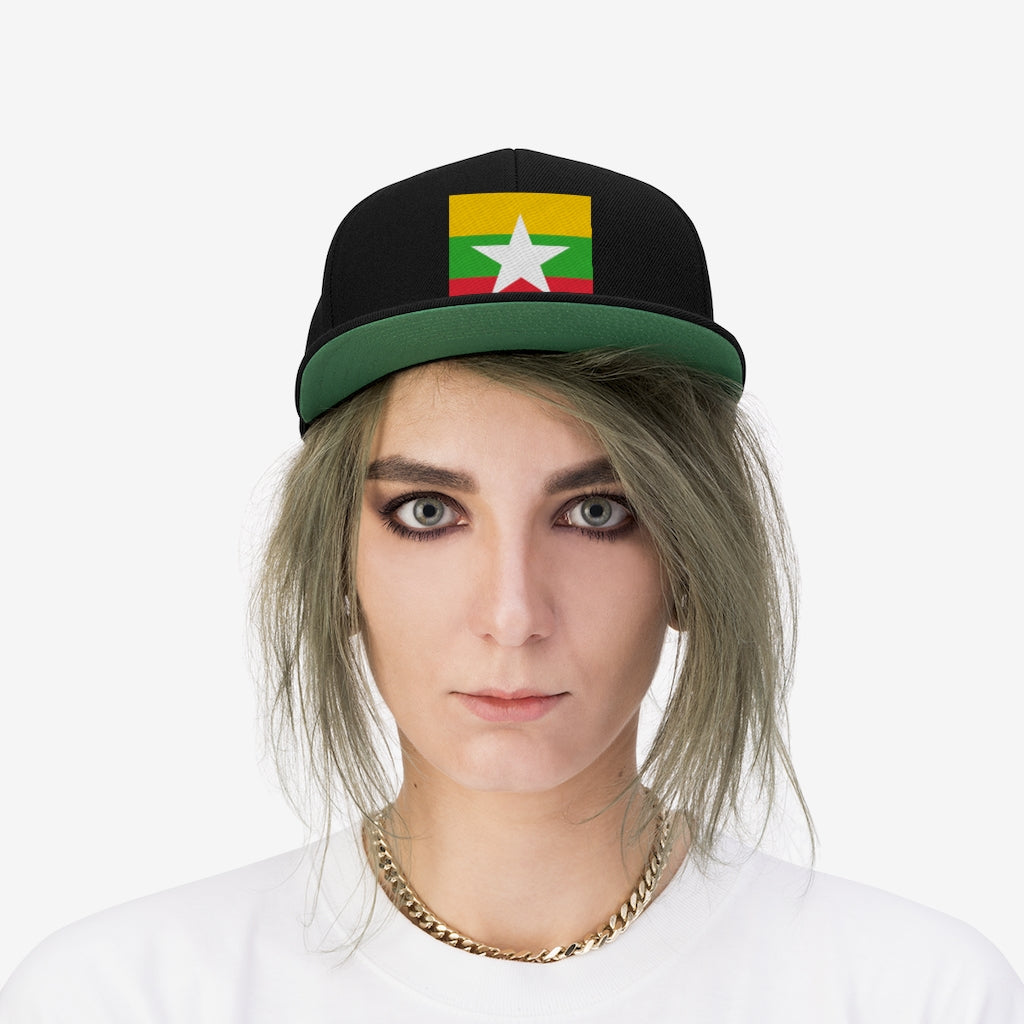 MYANMAR Unisex Flat Bill Hat