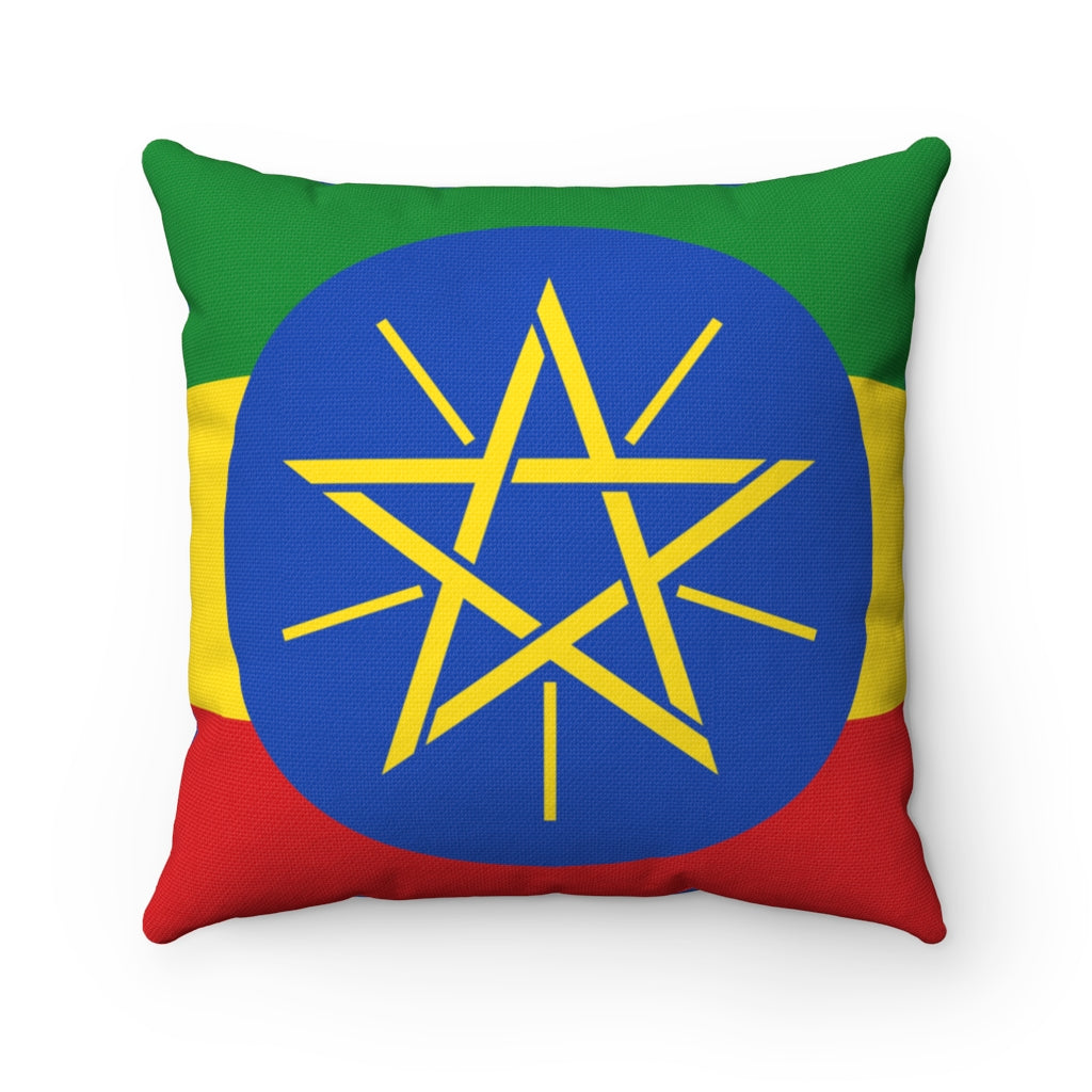 Ethiopia flag Spun Polyester Square Pillow