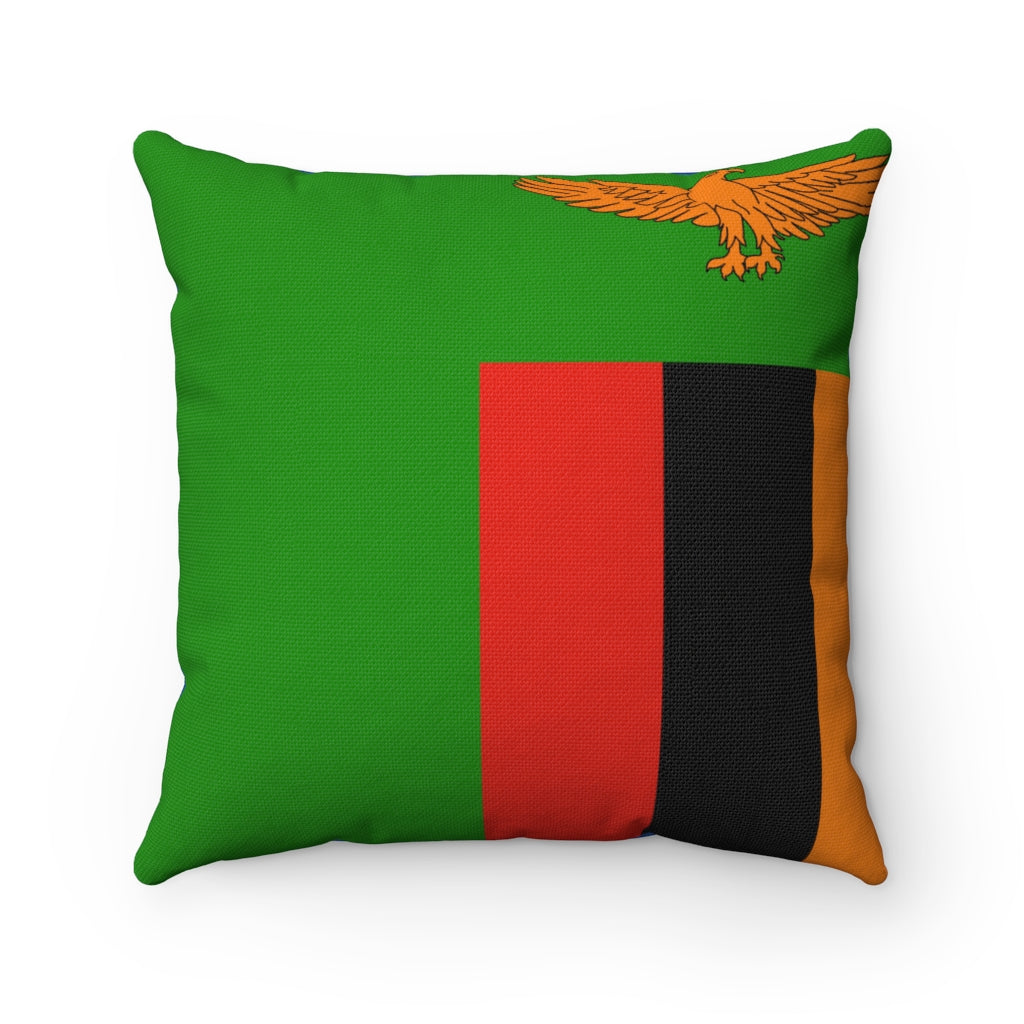 Zambia flag Spun Polyester Square Pillow